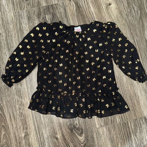 Healthtex Baby 12m Black & Gold Bow Top - Picture 1 of 3